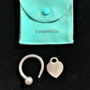 Tiffany Sterling Silver Heart Tag Screwball Key Ring